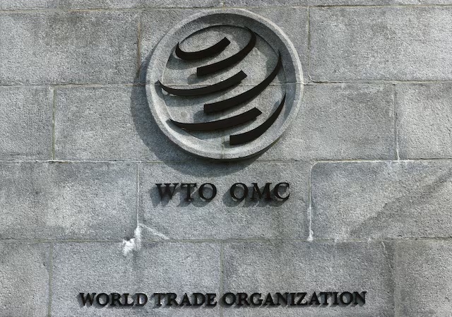 A logo is pictured outside the World Trade Organisation (WTO) in Geneva, Switzerland, September 28, 2021. REUTERS/Denis Balibouse/ File Photo A logo is pictured outside the World Trade Organisation (WTO) in Geneva, Switzerland, September 28, 2021. REUTERS/Denis Balibouse/ File Photo