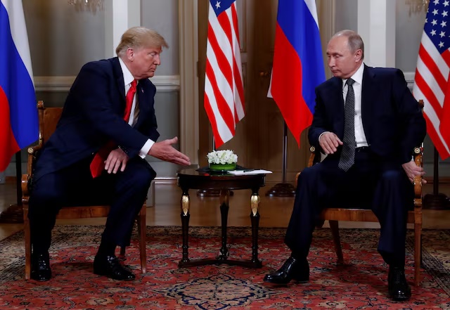 U.S. President Donald Trump and Russia's President Vladimir Putin meet in Helsinki, Finland July 16, 2018. REUTERS/Kevin Lamarque