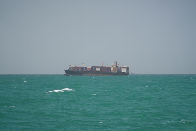 A cargo ship sails in Saudi waters near the Dammam Port in Dammam, Saudi Arabia, May 17, 2026. REUTERS/Mohammed Benmansour/File Photo