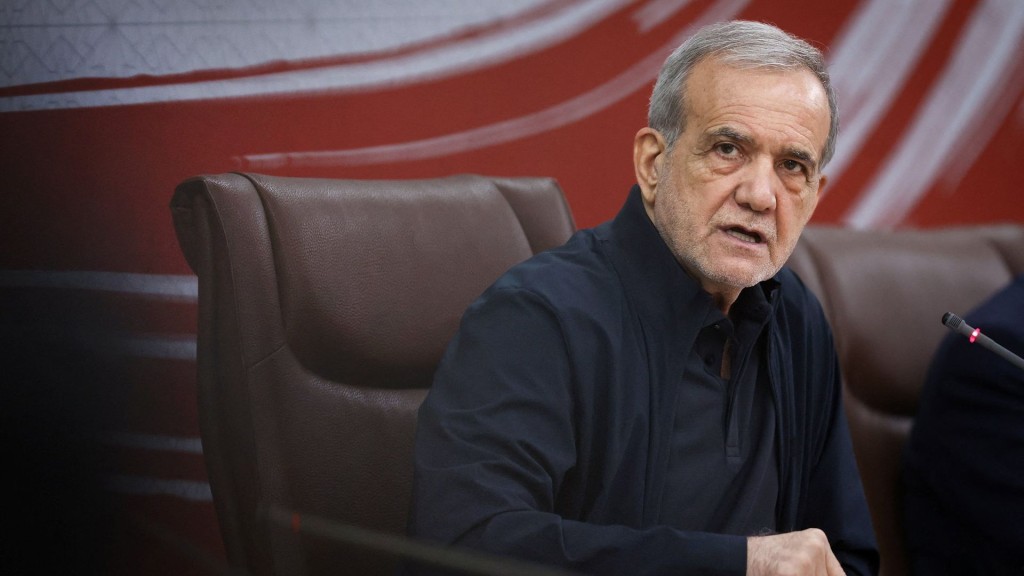 Iranian President Masoud Pezeshkian attends a press conference in Tehran. Reuters