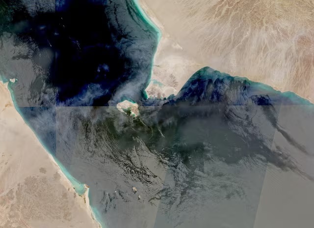 A satellite imagery shows Bab el Mandeb Strait, July 12, 2026. Nasa Worldview/Handout via REUTERS