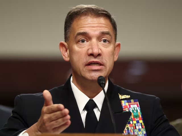 U.S. CENTCOM Commander Admiral Brad Cooper testifies before the Senate Armed Services Committee on "The Posture of the U.S. Central Command and U.S. Africa Command in Review" on Capitol Hill in Washington, D.C., U.S., May 14, 2026. REUTERS/Kevin Lamarque