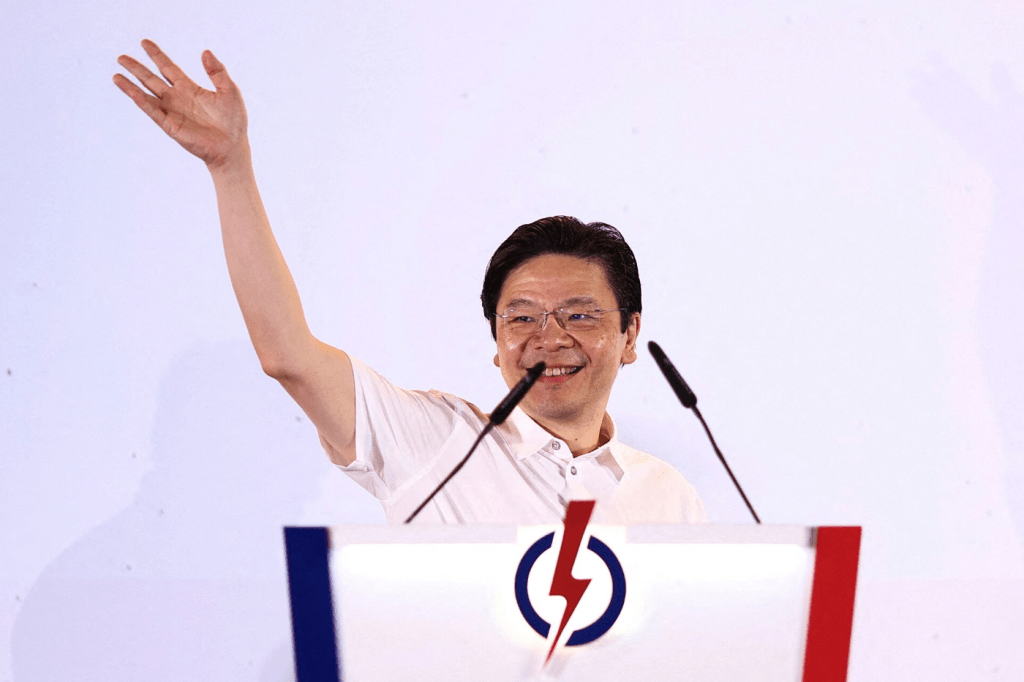 Singapore's Prime Minister Lawrence Wong addresses People's Action Party (PAP) supporters, at an assembly area for the results of the general election, in Singapore, May 4, 2025. (REUTERS/Edgar Su)