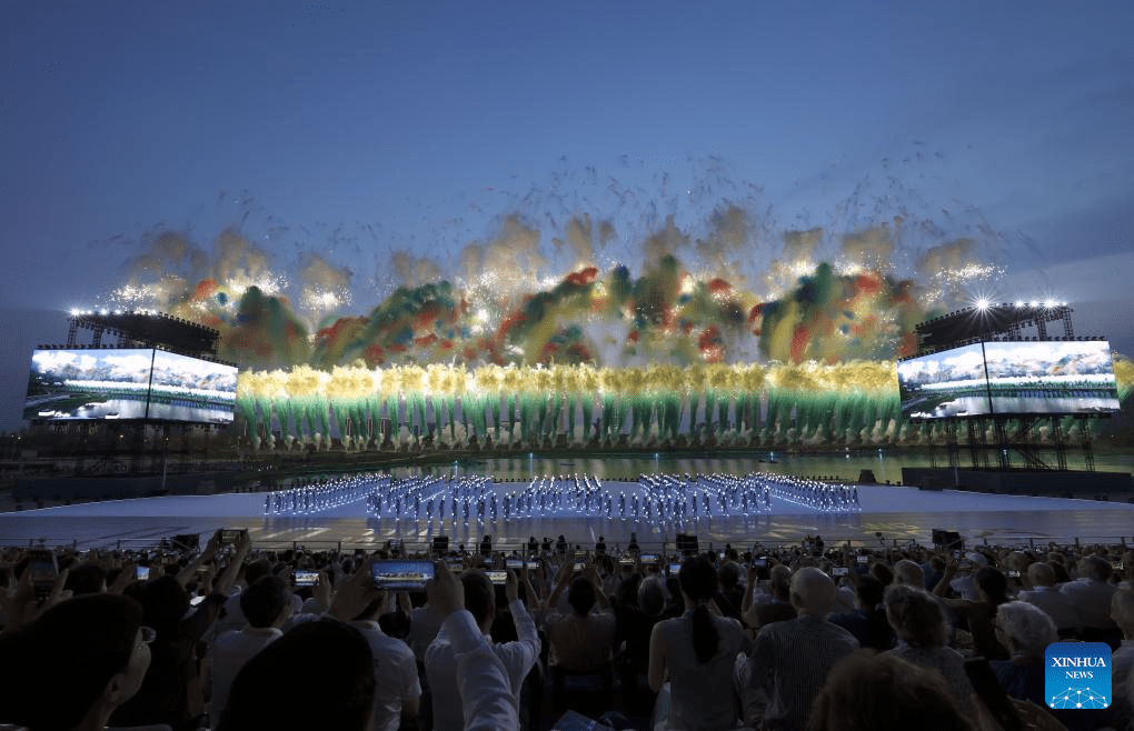 Fireworks are seen during the opening ceremony of the World Games 2025 in Chengdu, southwest China's Sichuan Province, on Aug. 7, 2025. (Xinhua)