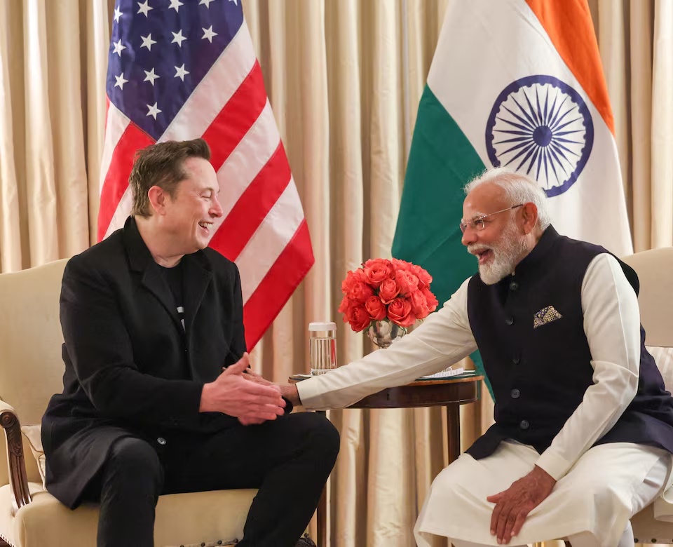  India's Prime Minister Narendra Modi meets Elon Musk in Washington, D.C., U.S., February 13, 2025. India's Press Information Bureau/Handout via REUTERS/File Photo 