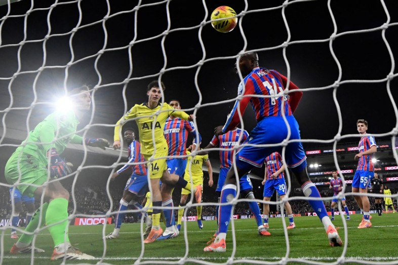 Archie Gray heads in the only goal during Tottenham's win over Crystal Palace at Selhurst Park. AFP
