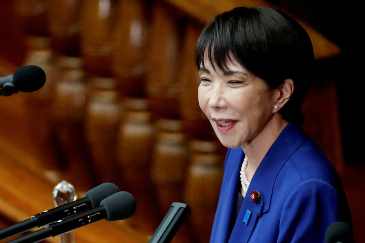 Japan's new Prime Minister Sanae Takaichi delivers her first policy speech in parliament, in Tokyo, Japan, October 24, 2025. REUTERS/Kim Kyung-Hoon/File Photo 