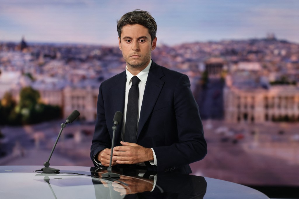 French centrist party Renaissance's General Secretary Gabriel Attal looks on ahead of an interview on the set of daily news broadcast "Le 20H" of French television channel TF1, in Boulogne-Billancourt, outside Paris, on October 6, 2025. France's new prime minister resigned on October 6, 2025 after less than a month in office, sinking the country further into a political crisis and piling pressure on President Emmanuel Macron to find a way out of the deadlock. (Photo by Ludovic MARIN / AFP)