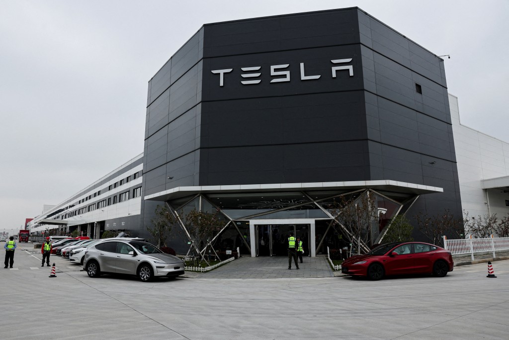 Exterior view of the Tesla Gigafactory during a government-organised media trip in Shanghai, China, April 14, 2026. REUTERS