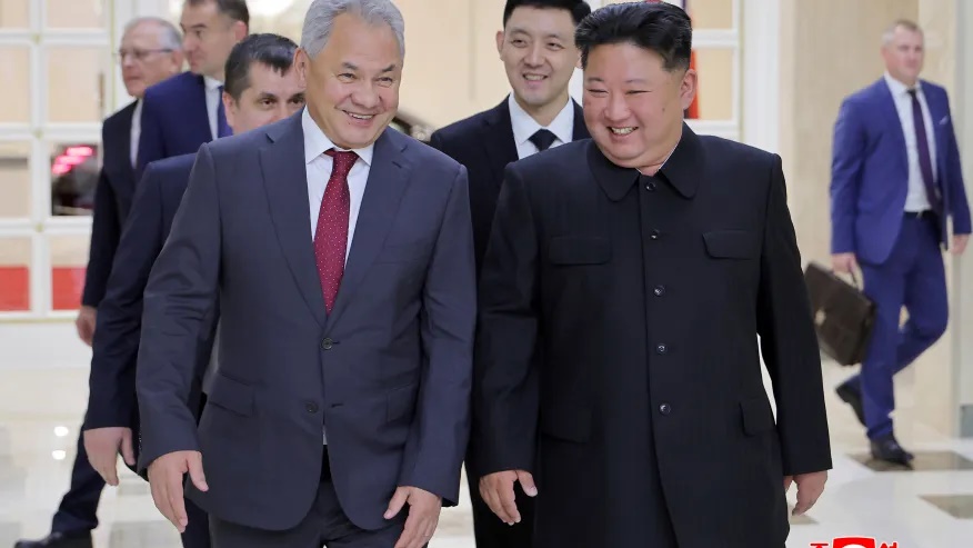 In this photo provided by the North Korean government, North Korean leader Kim Jong Un, front right, meets with Russian Security Council Secretary Sergei Shoigu, left, at the headquarters of the ruling Workers’ Party in Pyongyang, North Korea, Tuesday, June 17, 2025.  - AP