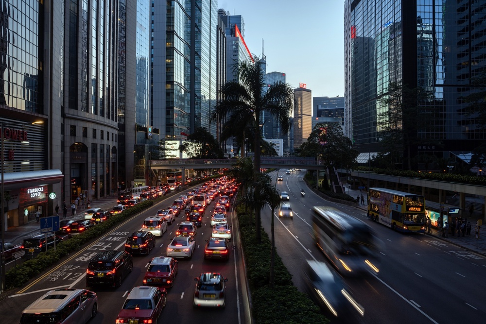 Vehicles travel along a road in Hong Kong. (Bloomberg) Vehicles travel along a road in Hong Kong. (Bloomberg)