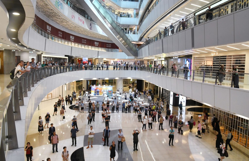 Hong Kong shopping malls record a 10 percent increase in customer traffic. 