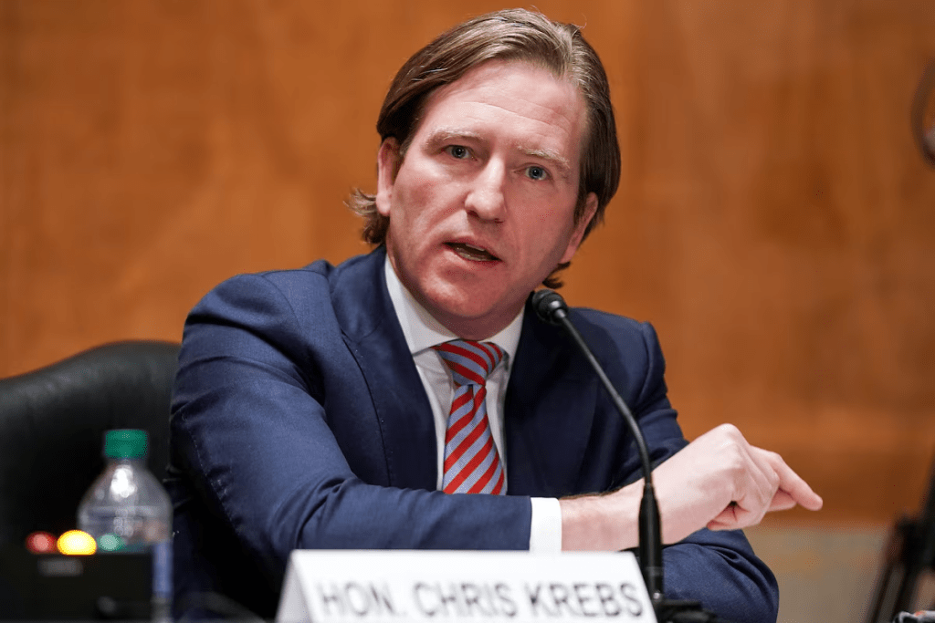 Christopher Krebs, former director of the Cybersecurity and Infrastructure Security Agency, testifies during a Senate Homeland Security & Governmental Affairs Committee hearing to discuss election security and the 2020 election process, in Washington, U.S., December 16, 2020. Greg Nash/Pool via REUTERS