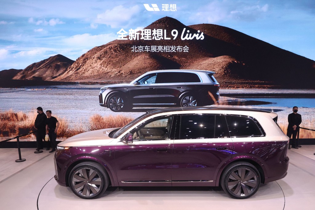A Li Auto L9 Livis is displayed on the opening day of the Beijing Auto Show in Beijing on April 24, 2026. (Photo by CN-STR / AFP)