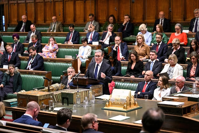 Britain's Prime Minister Keir Starmer speaking at the UK Parliament (Reuters)