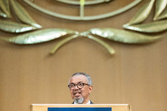 Director-General of the World Health Organisation (WHO) Dr. Tedros Adhanom Ghebreyesus speaks during the opening session of the WHO's 79th World Health Assembly at the United Nations in Geneva, Switzerland, May 18, 2026. REUTERS/Pierre Albouy