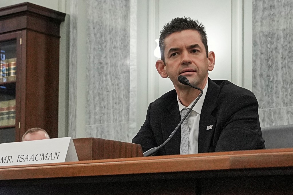Jared Isaacman, U.S. President Donald Trump's nominee to be administrator of the National Aeronautics and Space Administration (NASA) testifies during a Senate Commerce, Science, and Transportation confirmation hearing on Capitol Hill in Washington, D.C., U.S., April 9, 2025. (Reuters)