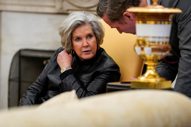 U.S. President Donald Trump's Chief of Staff Susie Wiles looks on, at the White House, in Washington, U.S. February 3, 2025. REUTERS/Elizabeth Frantz/File Photo