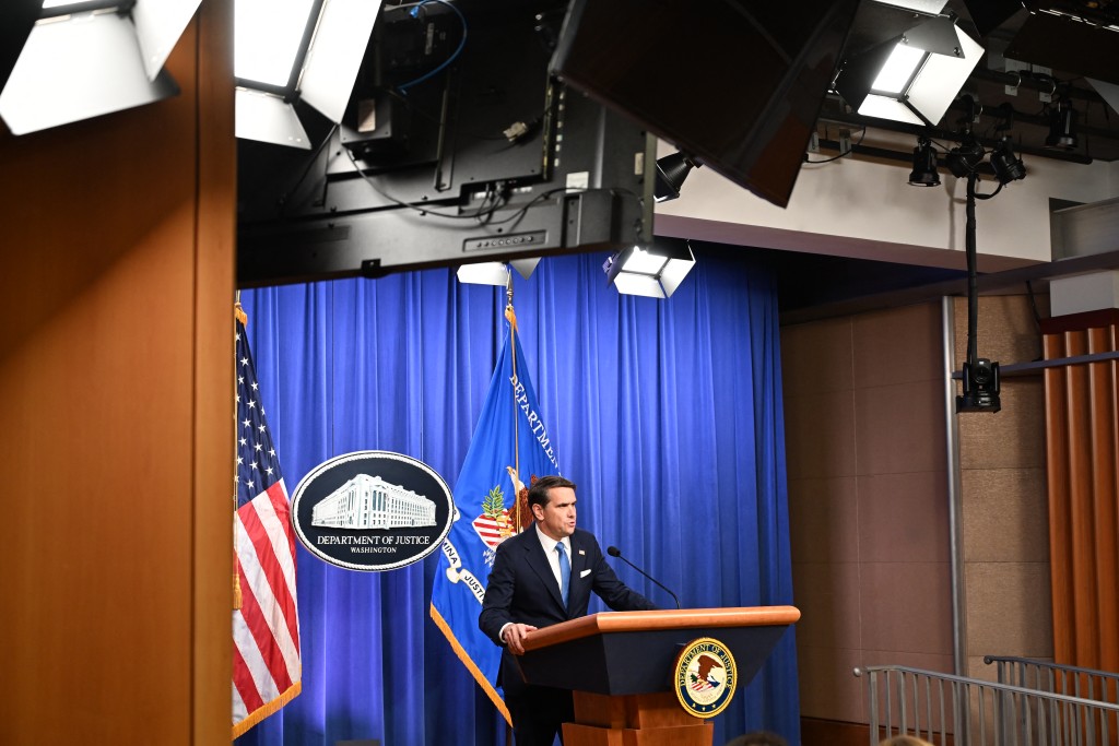 Photo by ALEX WROBLEWSKI / AFP   US Deputy Attorney General Todd Blanche speaks during a press conference at the US Department of justice on January 30, 2026 in Washington, DC.