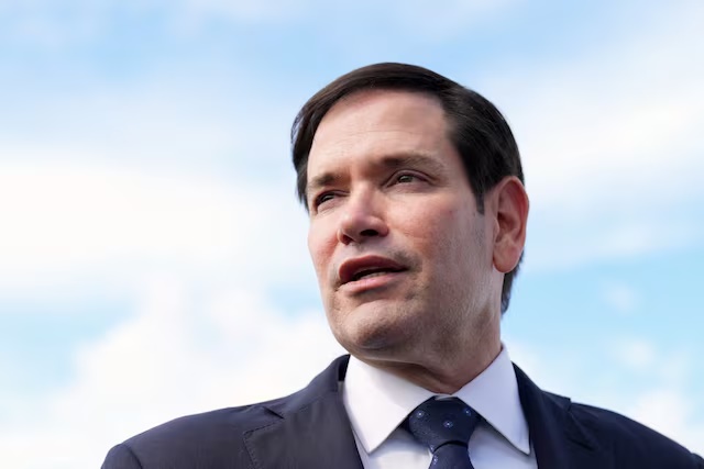 U.S. Secretary of State Marco Rubio speaks to reporters before boarding his plane at Homestead Air Reserve Base in Homestead, Florida, U.S., September 2, 2025. Jacquelyn Martin/Pool via REUTERS/ File Photo 