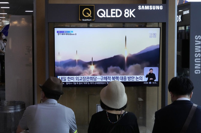 Residents watch a file video of North Korea’s missiles launch during a news program in Seoul on Monday. (AP) Residents watch a file video of North Korea’s missiles launch during a news program in Seoul on Monday. (AP)