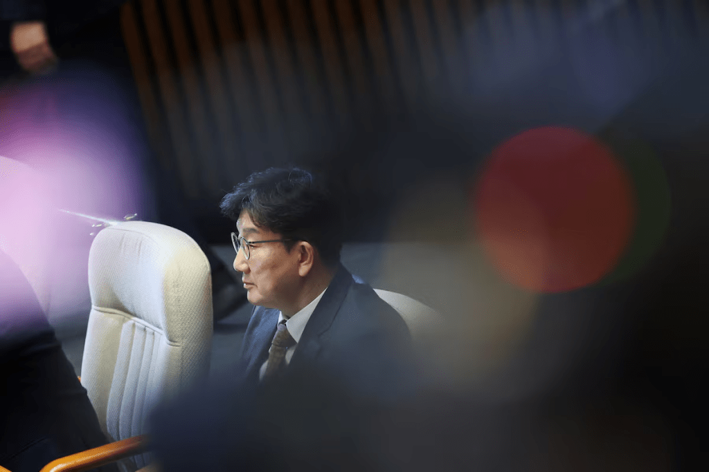 South Korea’s ruling People Power Party floor leader Kweon Seong-dong sits during the impeachment vote of a plenary session for South Korean acting President and Prime Minister Han Duck-soo at the National Assembly in Seoul, South Korea, December 27, 2024. REUTERS/Kim Hong-Ji/File photo