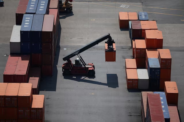 Shipping containers are seen at Pyeongtaek port in Pyeongtaek, South Korea, April 15, 2025. REUTERS/Kim Hong-Ji/File Photo 