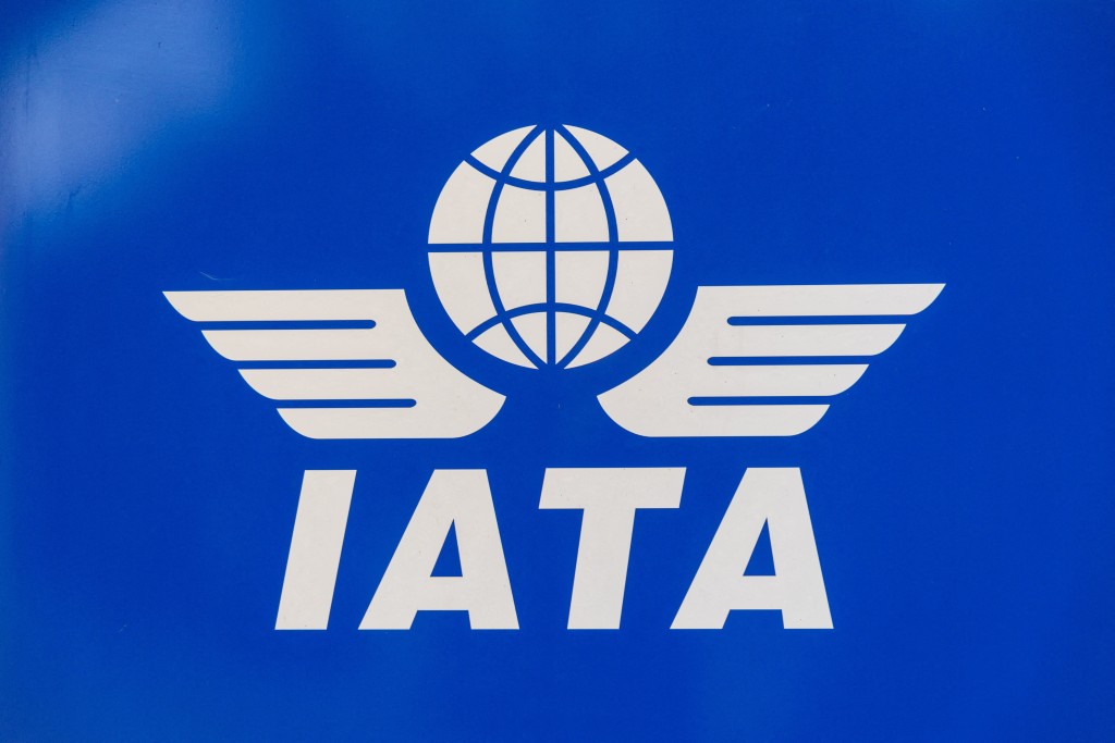 A logo of the International Air Transport Association (IATA) is seen at their headquarters ahead of the airline industry body media day in Geneva, Switzerland, December 6, 2023. REUTERS