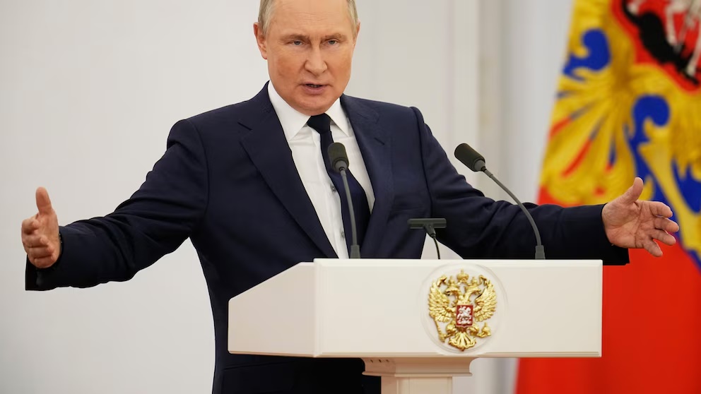 FILE - Russian President Vladimir Putin delivers his speech during an awarding ceremony for the Russian Olympic Committee medalists of the XXIV Olympic Winter Games in Beijing and members of the Russian Paralympic team, at the Kremlin in Moscow, Russia, Tuesday, April 26, 2022. (AP Photo/Alexander Zemlianichenko, File) FILE - Russian President Vladimir Putin delivers his speech during an awarding ceremony for the Russian Olympic Committee medalists of the XXIV Olympic Winter Games in Beijing and members of the Russian Paralympic team, at the Kremlin in Moscow, Russia, Tuesday, April 26, 2022. (AP Photo/Alexander Zemlianichenko, File)