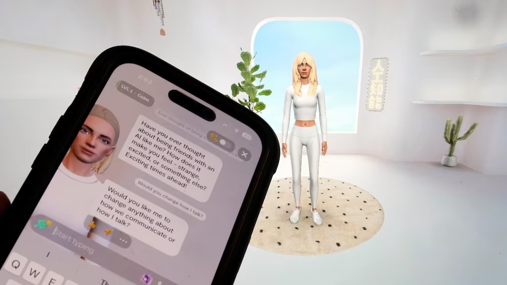 An AI avatar generated on Luka Inc.'s Replika mobile phone app and webpage are shown in this photo, in New York, Tuesday Feb. 13, 2024. Unlike more general-purpose AI chatbots that answer typical questions and even do homework, companion bots, like those made by Replika and others, are programed to form relationships with the humans talking to them on the other side of the screen. (AP Photo/Richard Drew) An AI avatar generated on Luka Inc.'s Replika mobile phone app and webpage are shown in this photo, in New York, Tuesday Feb. 13, 2024. Unlike more general-purpose AI chatbots that answer typical questions and even do homework, companion bots, like those made by Replika and others, are programed to form relationships with the humans talking to them on the other side of the screen. (AP Photo/Richard Drew)