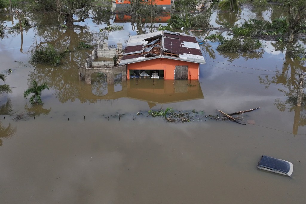Drone view of flooding in St Elizabeth, Jamaica, October 29, 2025. REUTERS/Maria Alejandra Cardona