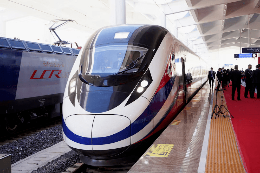 A train is ready on the station during the handover ceremony of the high-speed rail project linking the Chinese southwestern city of Kunming with Vientiane, in Vientiane, Laos, December 3, 2021. REUTERS/Phoonsab Thevongsa/File Photo A train is ready on the station during the handover ceremony of the high-speed rail project linking the Chinese southwestern city of Kunming with Vientiane, in Vientiane, Laos, December 3, 2021. REUTERS/Phoonsab Thevongsa/File Photo