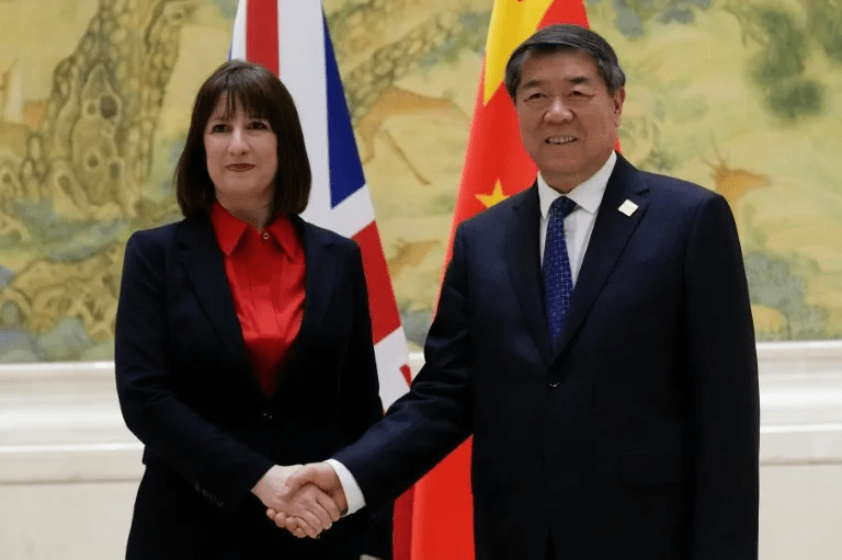 Finance minister Rachel Reeves (L, with Chinese Vice Premier He Lifeng) is the most senior British government official to visit China in seven years (Aaron Favila) (Aaron Favila/POOL/AFP) Finance minister Rachel Reeves (L, with Chinese Vice Premier He Lifeng) is the most senior British government official to visit China in seven years (Aaron Favila) (Aaron Favila/POOL/AFP)