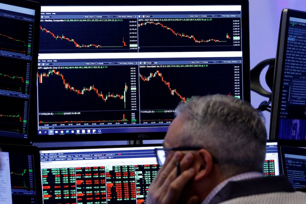 A trader works on the floor at the New York Stock Exchange (NYSE) in New York City, U.S., February 24, 2025. REUTERS A trader works on the floor at the New York Stock Exchange (NYSE) in New York City, U.S., February 24, 2025. REUTERS