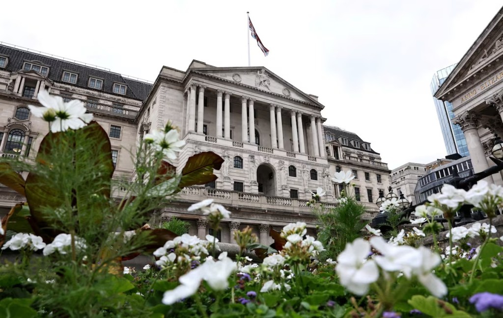 Flowers bloom outside the Bank of England building in London, Britain, August 4, 2025. REUTERS