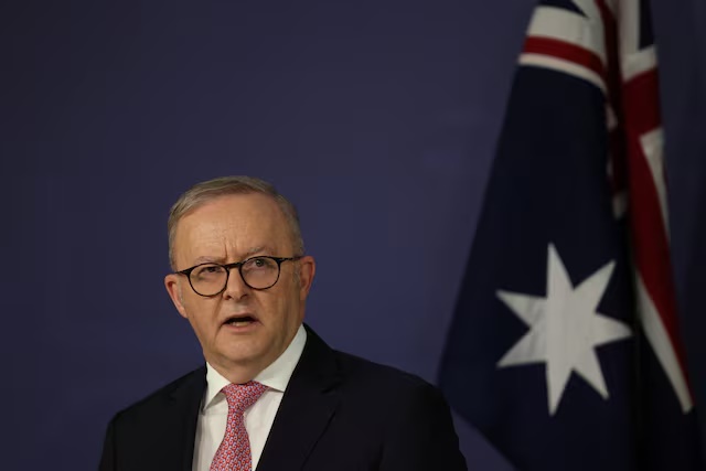 Australian Prime Minister Anthony Albanese speaks during a press conference in Sydney, Australia, September 12, 2025. REUTERS/Hollie Adams 