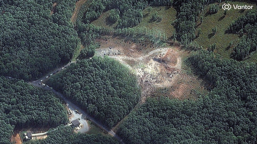 A satellite image shows after explosion closer view of blast site accurate energetic systems facility. Reuters