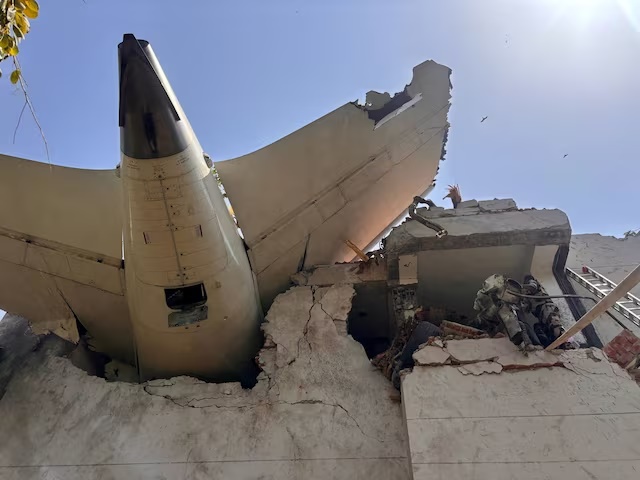 A view shows the rear of an Air India Boeing 787 Dreamliner plane following its crash, in Ahmedabad, India, June 12, 2025. Central Industrial Security Force via X/Handout via REUTERS/File Photo