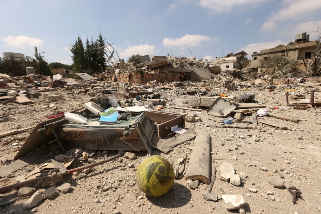 A picture shows destruction at the site of an overnight Israeli airstrike that targeted the southern Lebanese town of Deir Zahrani on September 7, 2026.
