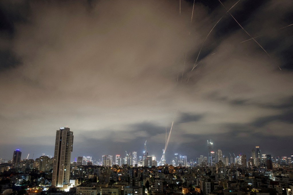 Missiles launched from Iran towards Israel are intercepted, as seen from Ramat Gan, Israel June 15, 2025. (Reuters)