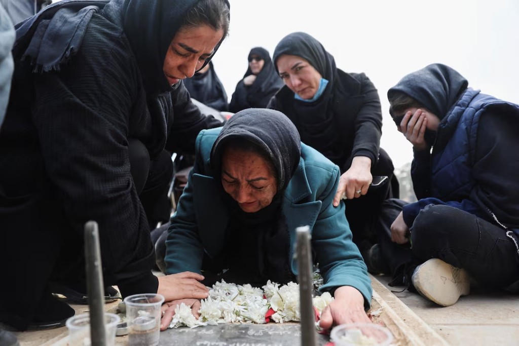 Mourners react as they attend a funeral ceremony for victims of Israeli and U.S. strikes, amid the U.S.-Israeli conflict with Iran, in Tehran, Iran, March 9, 2026. Majid Asgaripour/WANA (West Asia News Agency) via REUTERS