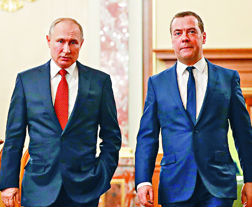 Dmitry Medvedev, with Vladmir Putin, has new job. AP Dmitry Medvedev, with Vladmir Putin, has new job. AP