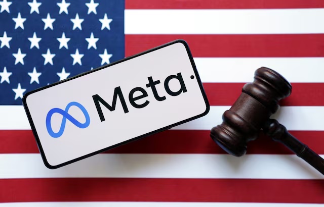 Meta, U.S. flag and Judge gavel are seen in this illustration taken, August 6, 2024. REUTERS/Dado Ruvic/Illustration/ File Photo