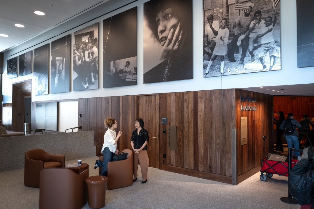 People tour the Obama Presidential Center during a media preview day on June 03, 2026 in Chicago, Illinois. The Obama Presidential Center, which includes a museum, library, playground and basketball court, opens to the public on June 19. Scott Olson/Getty Images/AFP