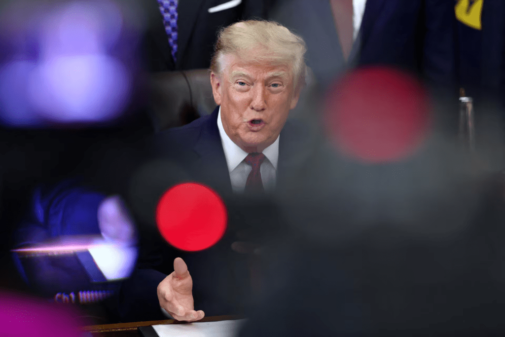 US President Donald Trump speaks on the day he makes an announcement about an energy infrastructure project in Alaska, in the Oval Office at the White House in Washington, D.C., US, September 30, 2026. REUTERS/Kevin Lamarque