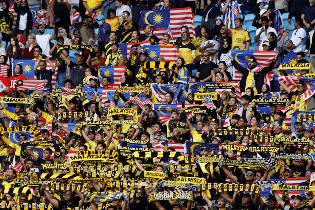 Soccer Football - AFC Asian Cup - Group E - South Korea v Malaysia - Al Janoub Stadium, Al Wakrah, Qatar - January 25, 2024 Malaysia fans inside the stadium before the match REUTERS/Thaier Al-Sudani/File Photo