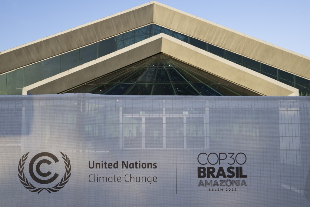 Photo by PABLO PORCIUNCULA / AFP  Partial view of the Hangar Convention and Exhibition Centre of the COP30, the United Nations Climate Change Conference in Belem, Para State, Brazil, taken on November 3, 2025.