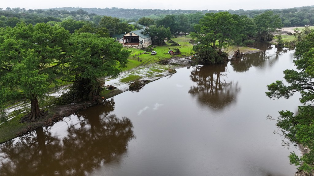 A drone picture shows damage in Camp Mystic, following flooding on the Guadalupe River, in Hunt, Texas, U.S. July 6, 2025. (Reuters)