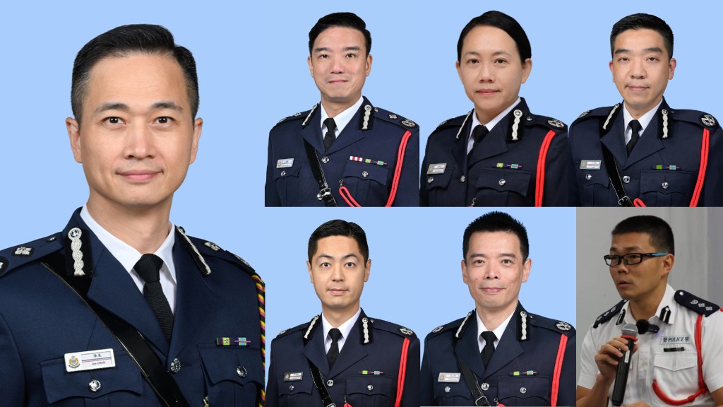 (from left) Joe Chan Tung; Top row: Lui Kam-ho, Margaret Chiu Wing-lan, Dick Wong Chung-chun; Bottom row: Kwok Ka-chuen, Damon Au Wing-leung, Paul Ng Chi-chung