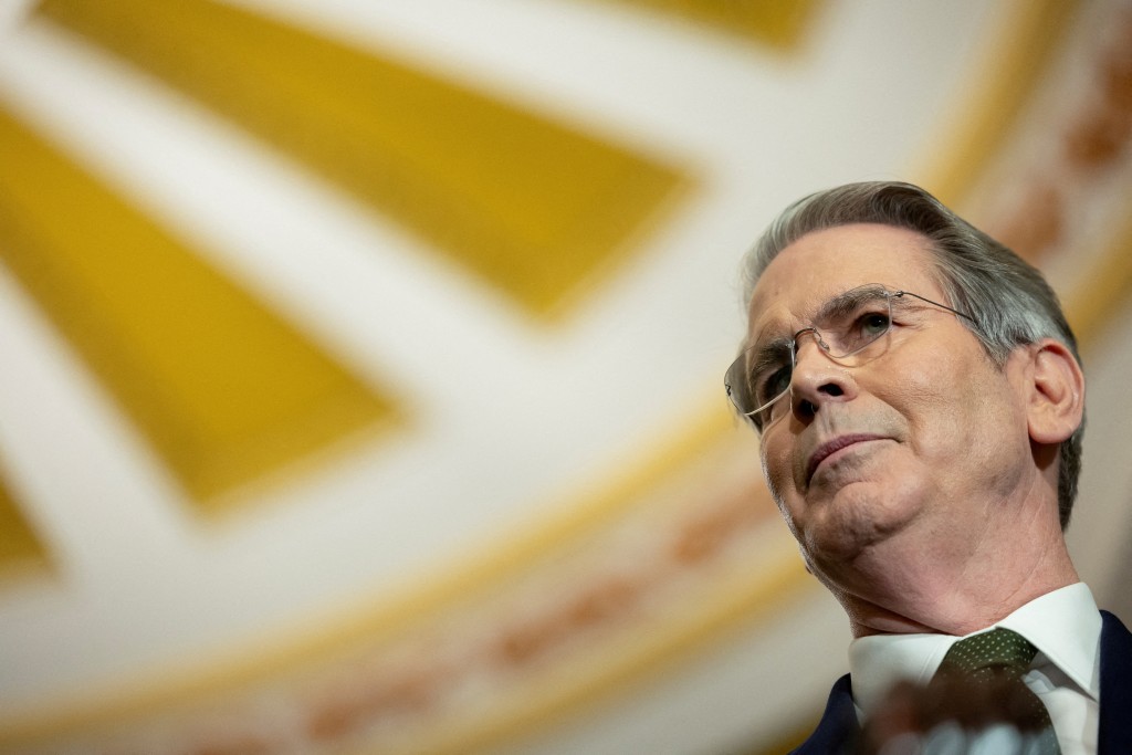 FILE PHOTO: U.S. Secretary of the Treasury Scott Bessent speaks during a press conference following a weekly policy luncheon on Capitol Hill in Washington, D.C., U.S., June 24, 2025. REUTERS/Kevin Mohatt/File Photo